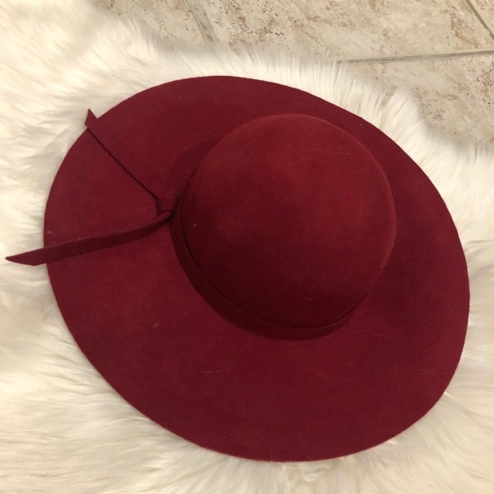 Oxblood Felt Wide Brim Hat
